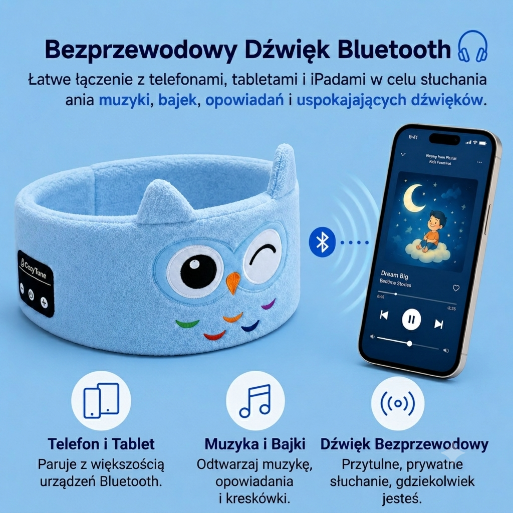 przytulna melodia dziecięca bezprzewodowa opaska